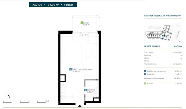 Studio apartment 1 bedroom 34 m² Warsaw, Poland - obrazek 6