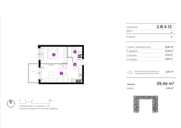 1 bedroom apartment 39 m² Poznan, Poland - obrazek 2