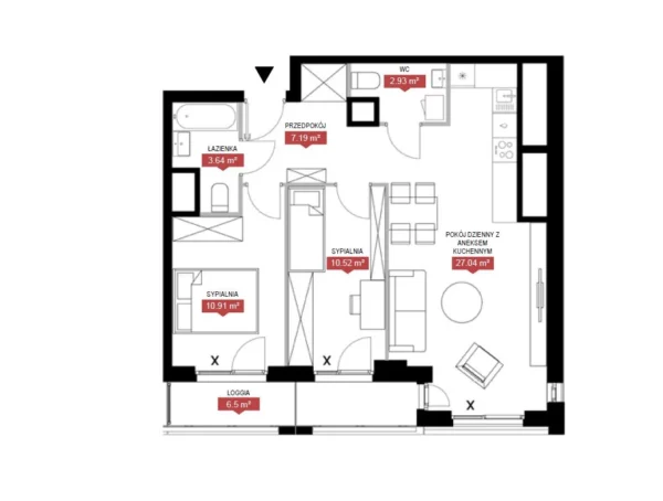 2 bedroom apartment 62 m² Warsaw, Poland - obrazek 4