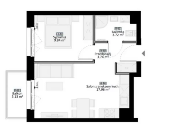 2 room apartment 36 m² Rokitki, Poland - obrazek 10